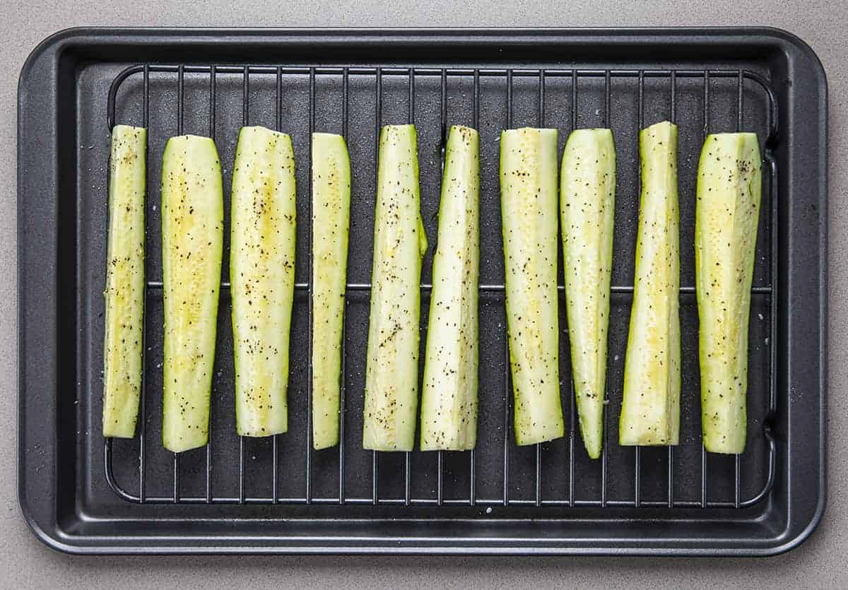 Raw Zucchini Before Going into the Oven Cut Into Spears