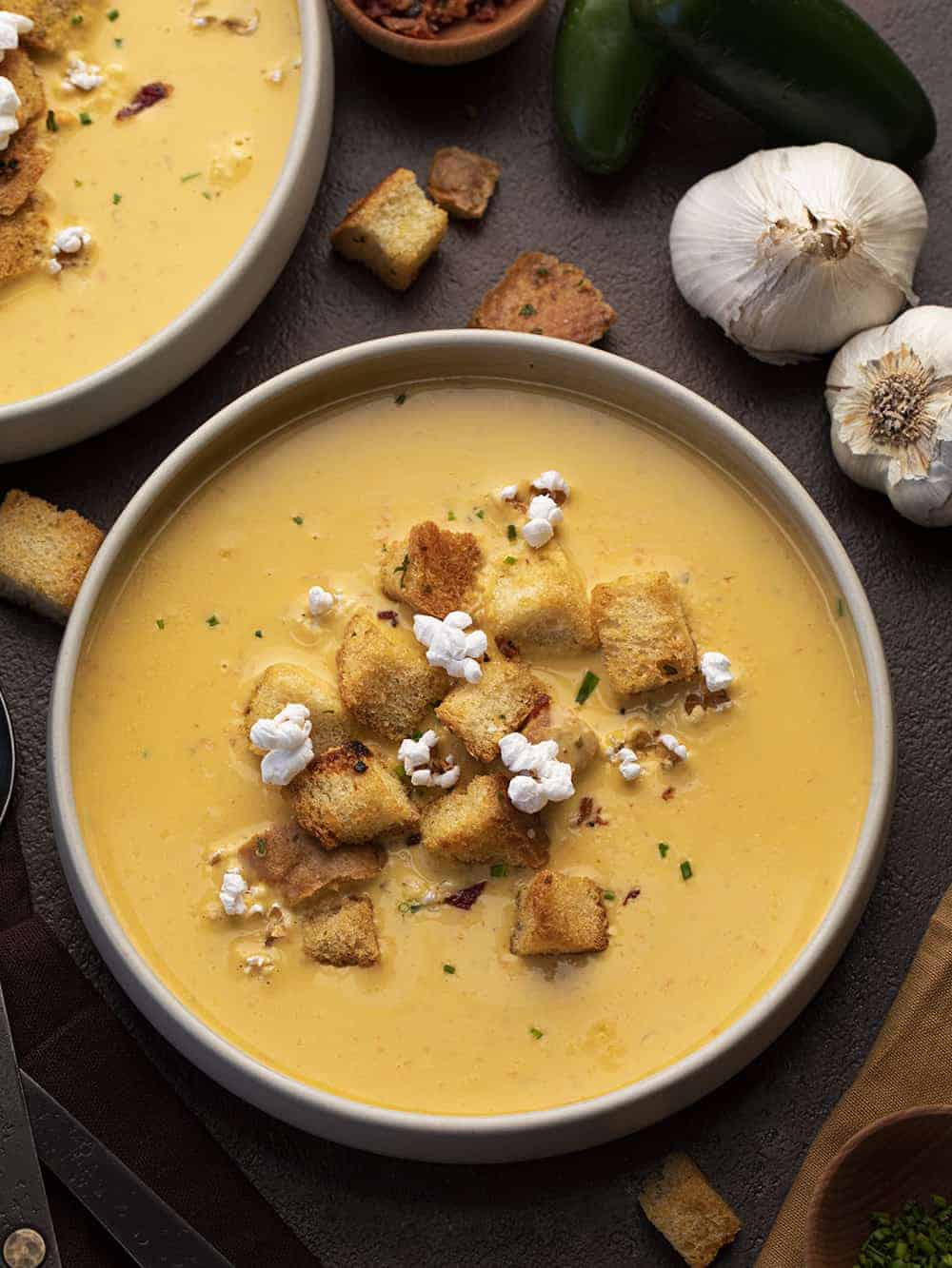 Two Bowls of Beer Cheese Soup