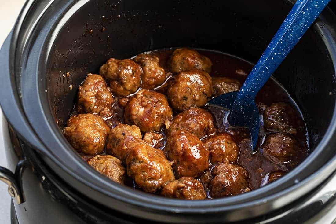 Grape Jelly Meatballs in Slow Cooker