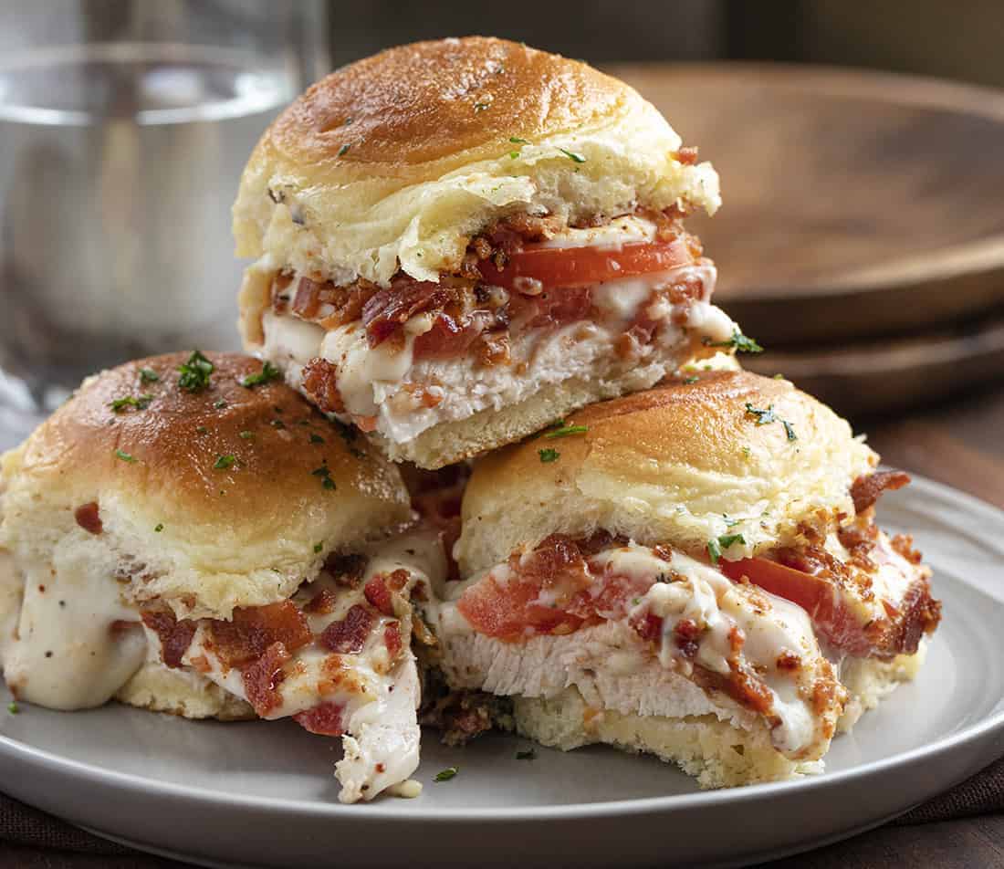Plate of Kentucky Hot Brown Sliders Stacked