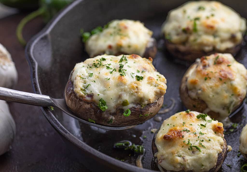 Jalapeno Popper Stuffed Mushrooms - I Am Homesteader