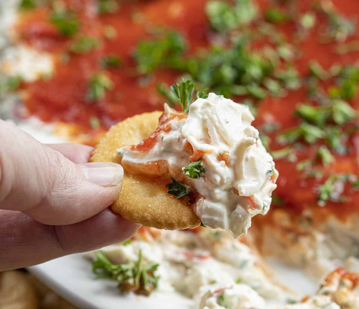 Cracker with Easy Crab Dip on It