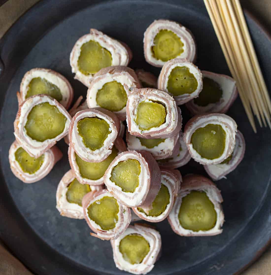 Ham Pickle Rollups on Platter