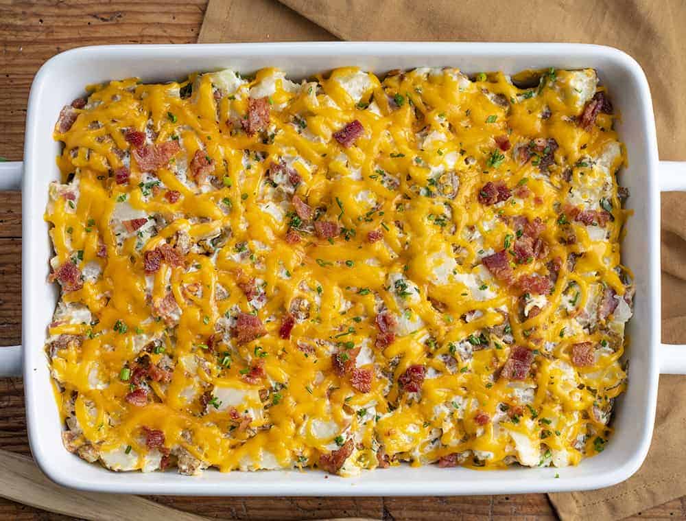 Overhead of Twice Baked Potato Casserole