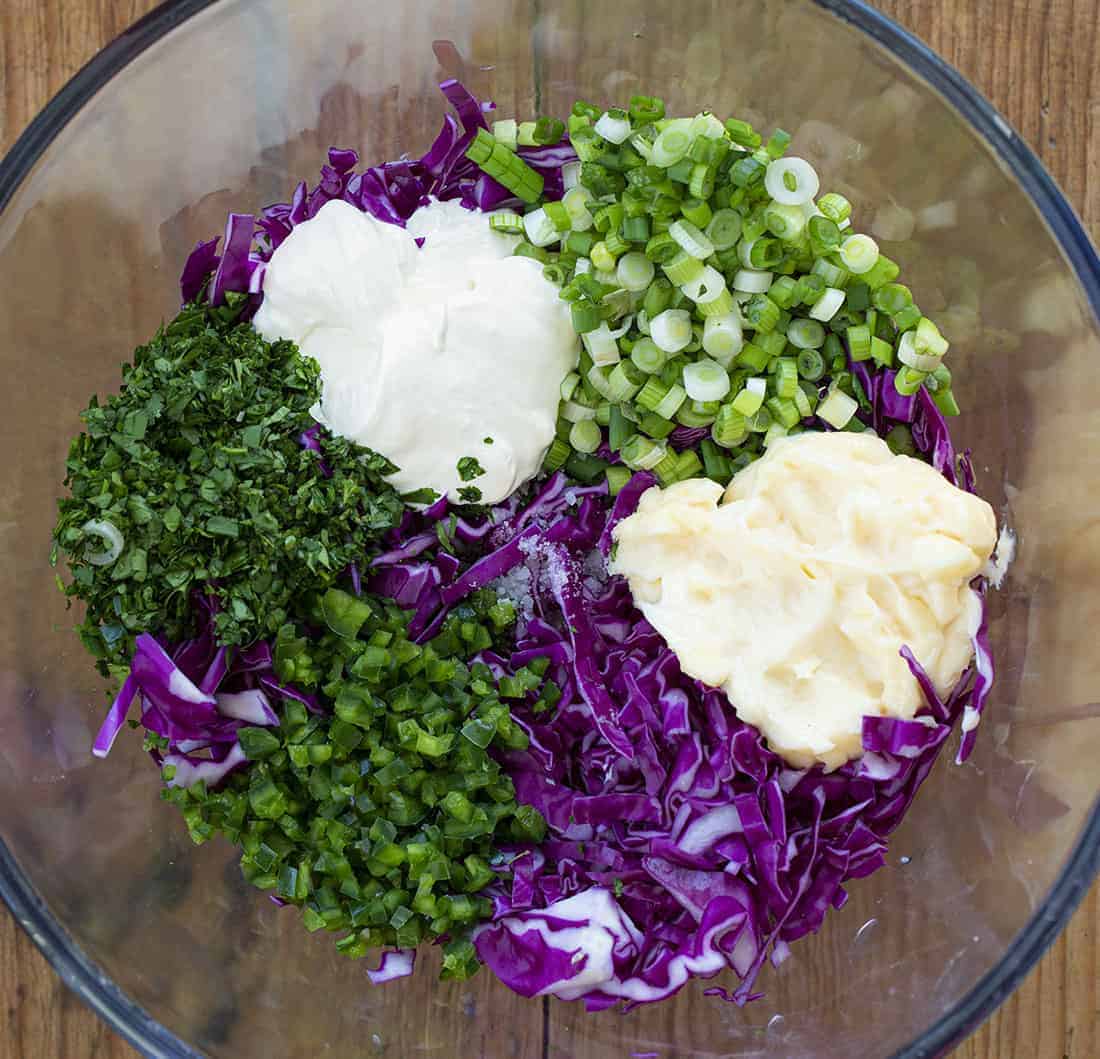 Ingredients for Slaw for Bang Bang Shrimp Tacos