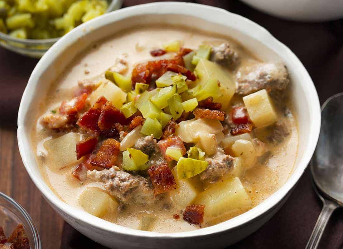 Creamy Cheeseburger Soup - I Am Homesteader