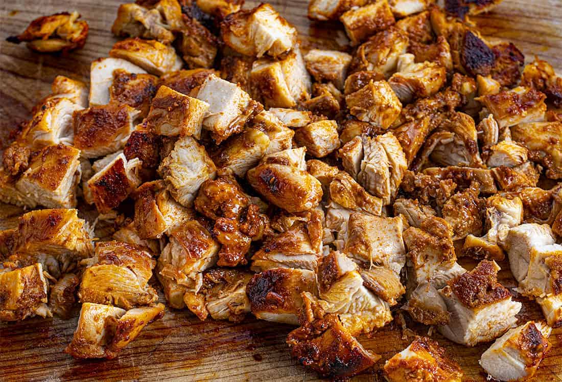 Chopped Chipotle Chicken on a Cutting Board