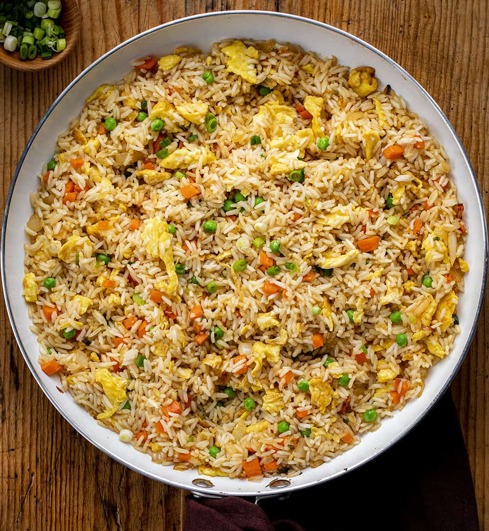Fried Rice Recipe from Overhead in Skillet
