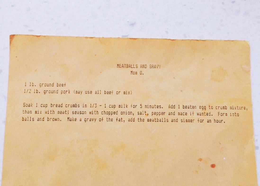 Real Recipe Card for Swedish Meatballs