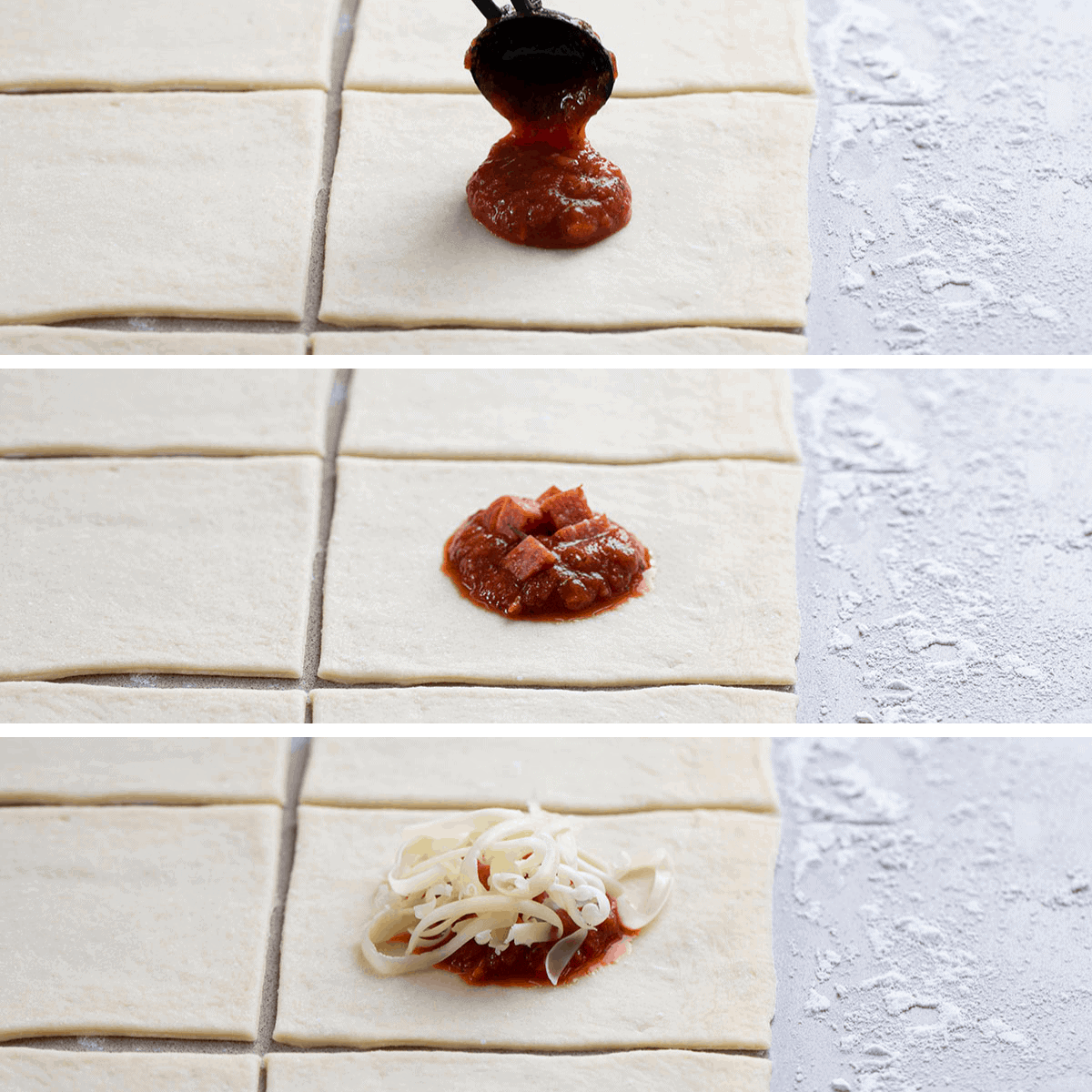 Process for Adding Filling to Air Fryer Pizza Rolls