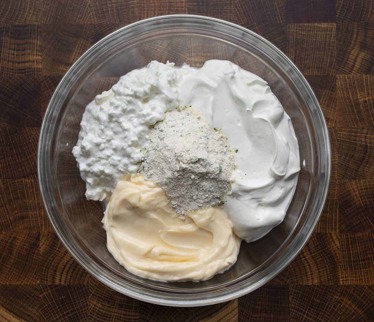 Raw Ingredients for Cottage Cheese Ranch Dip {Cuppa Cuppa Cuppa}