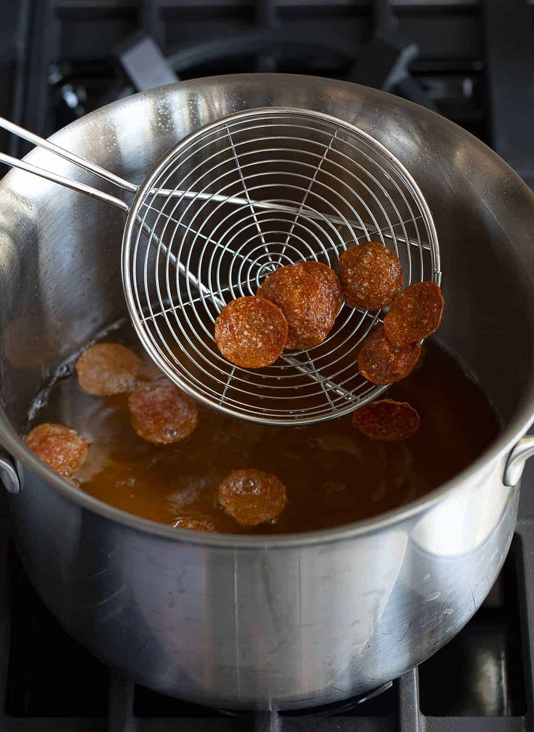 Fried Pepperoni for Pepperoni Salad