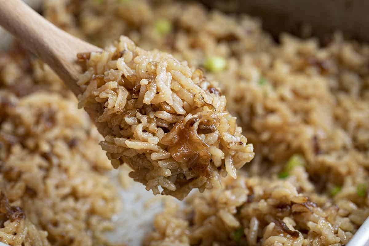 Easy French Onion Brown Rice in the Aroma Rice Cooker - Family Savvy