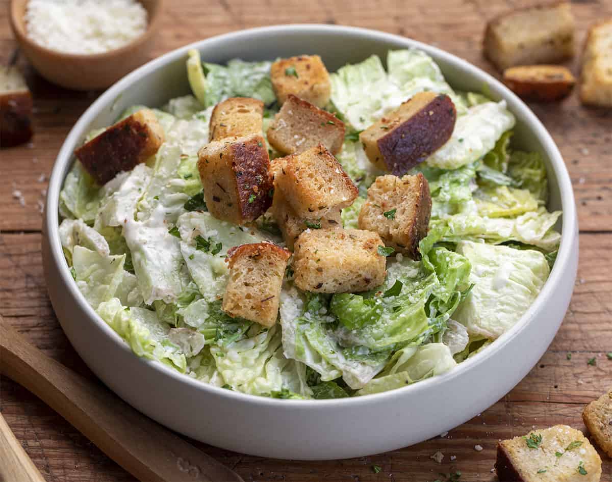 Ceasar Salad with Homemade Sourdough Croutons