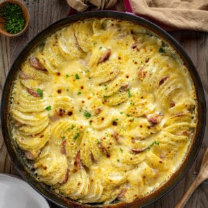 Potatoes Au Gratin with Smoked Sausage - I Am Homesteader