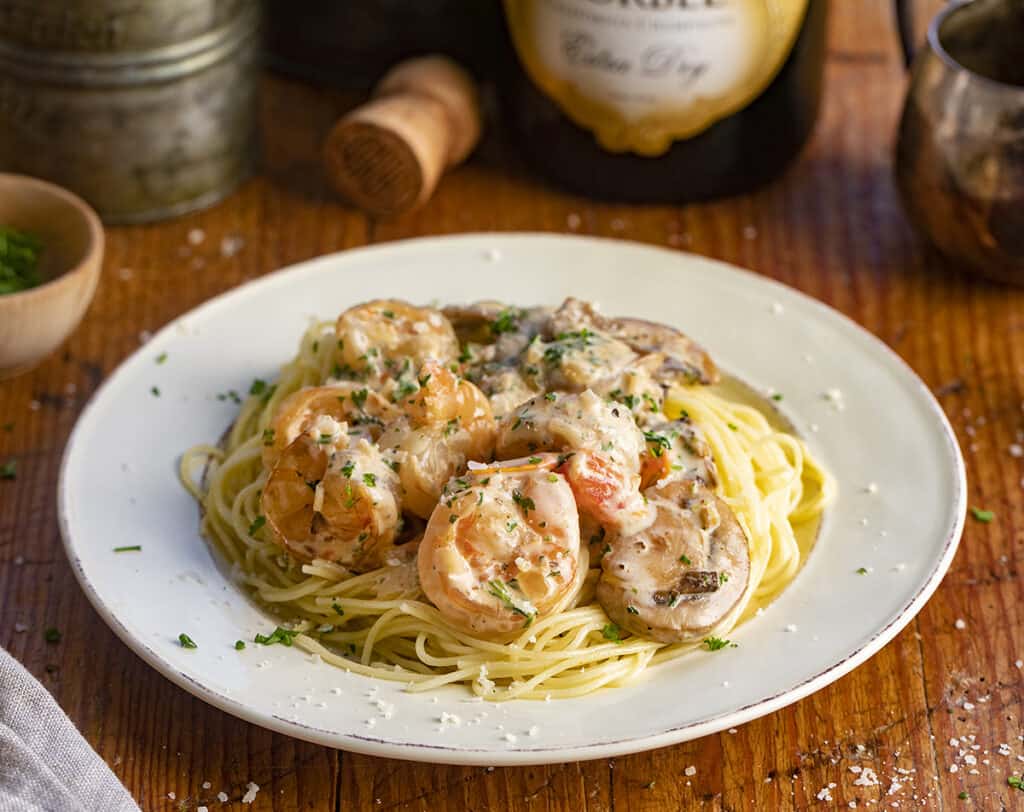 Champagne Shrimp Pasta - I Am Homesteader