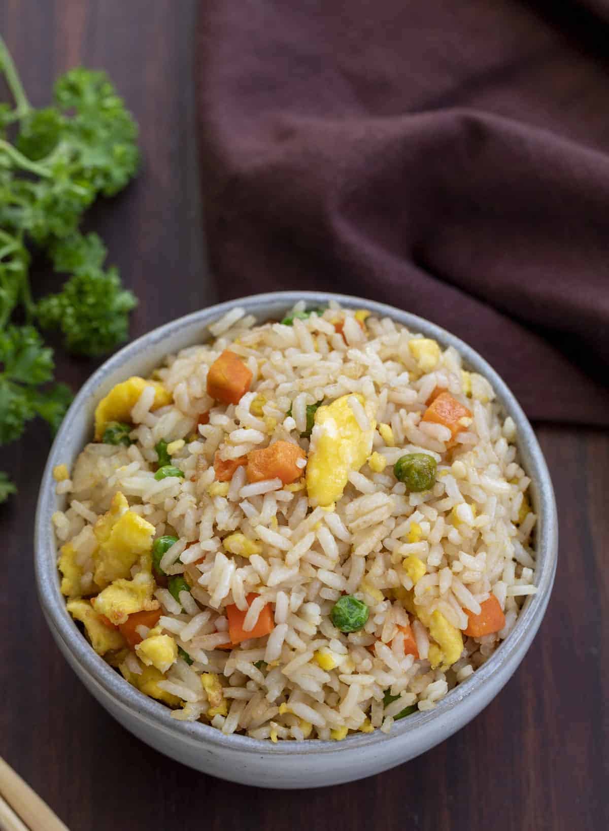 Bowl of Easy Air Fryer Fried Rice