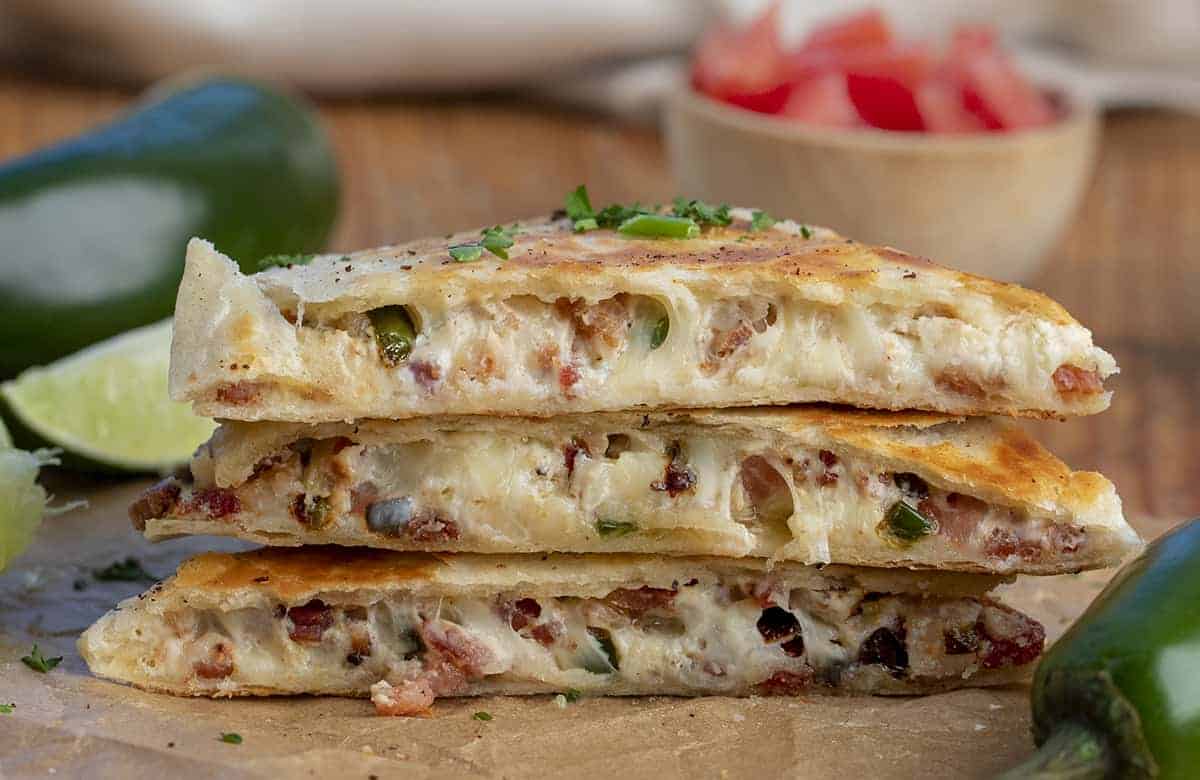 Cut and Stacked Jalapeno Popper Quesadillas