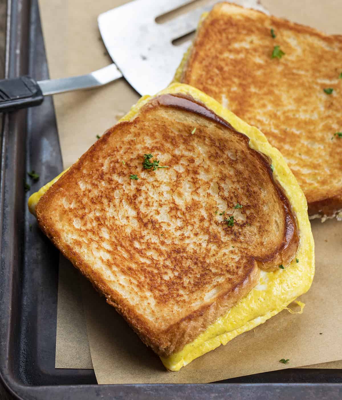 Egg and Ham Breakfast Sandwich - TikTok Egg Sandwich on a Sheet Pan