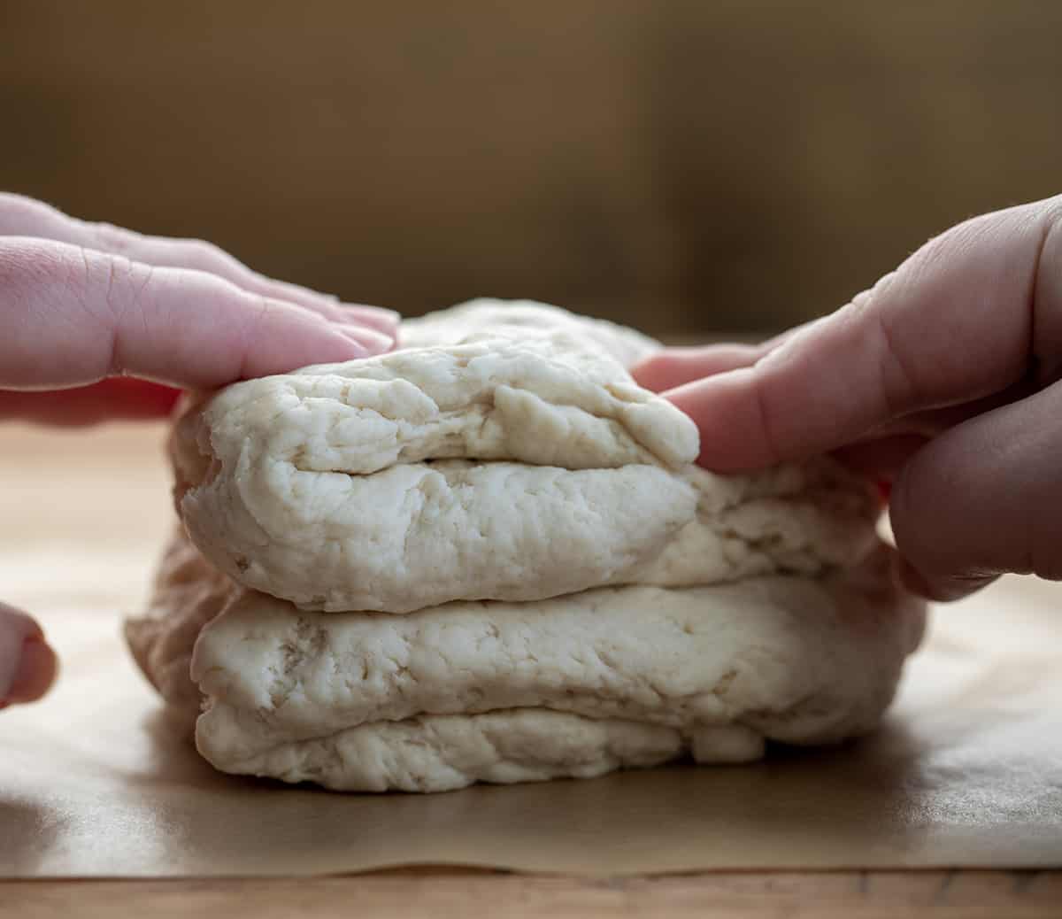 Folding Dough for Buttermilk Biscuits.