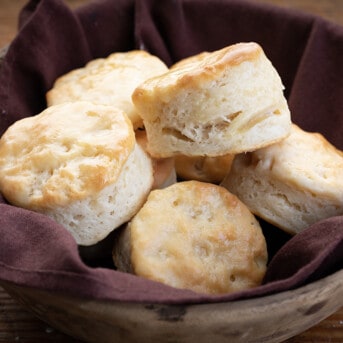 Bowl filled with Buttermilk Biscuits.
