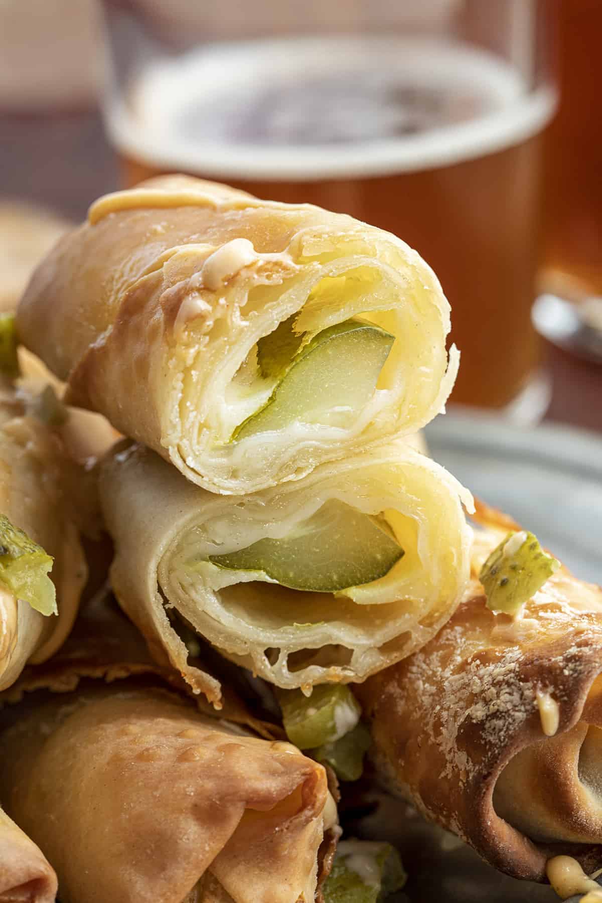 Cut Into Air Fryer Dill Pickle Eggroll