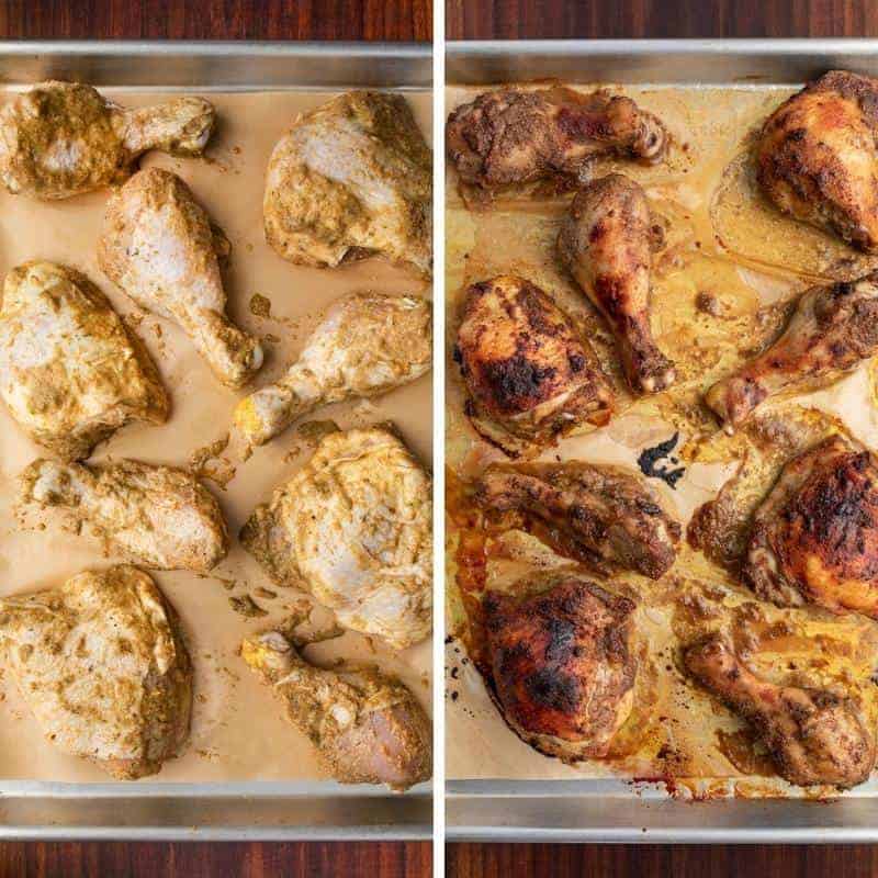Jerk Chicken Before Cooking and After