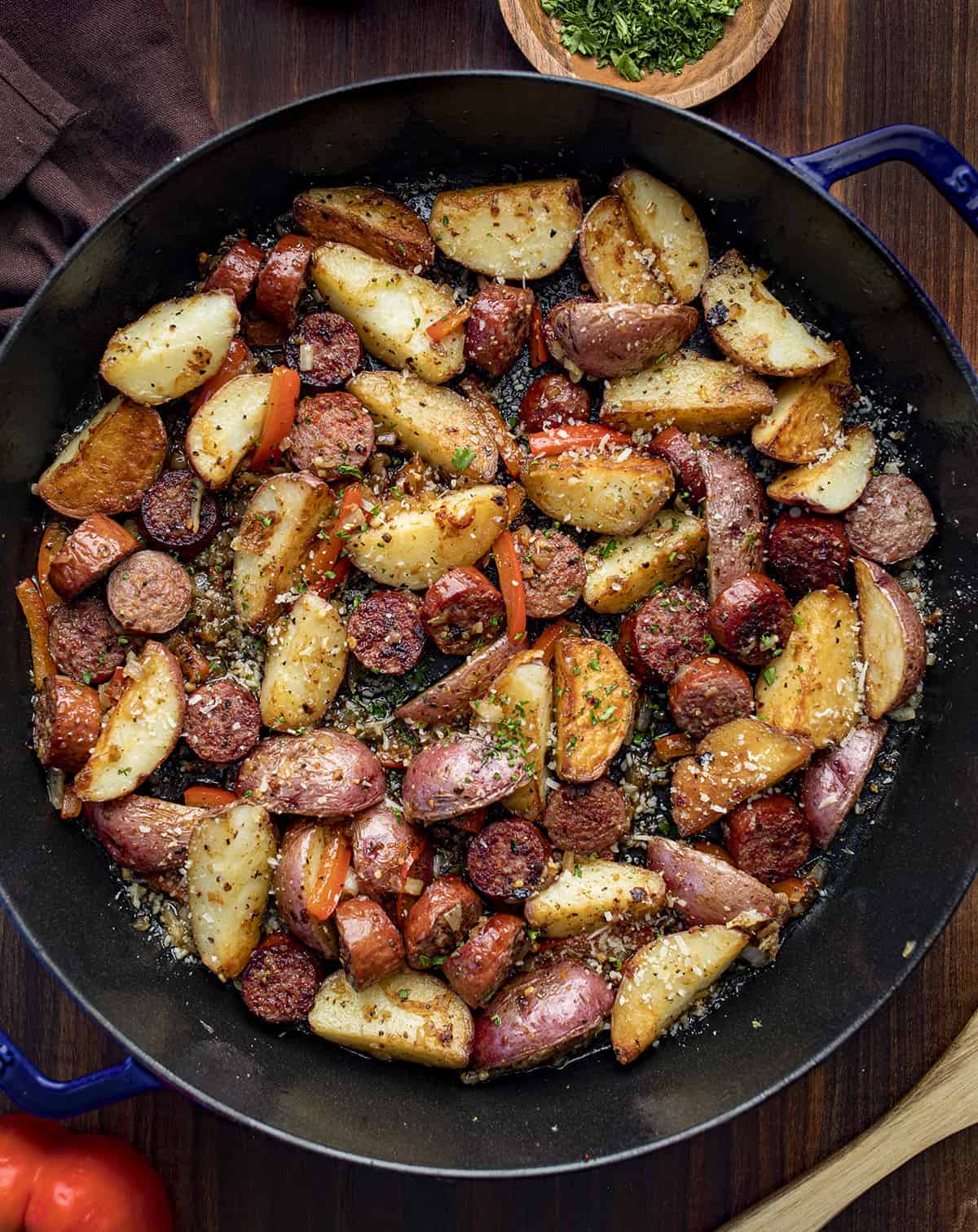 Smoked Sausage and Potatoes Skillet with Onions and Peppers