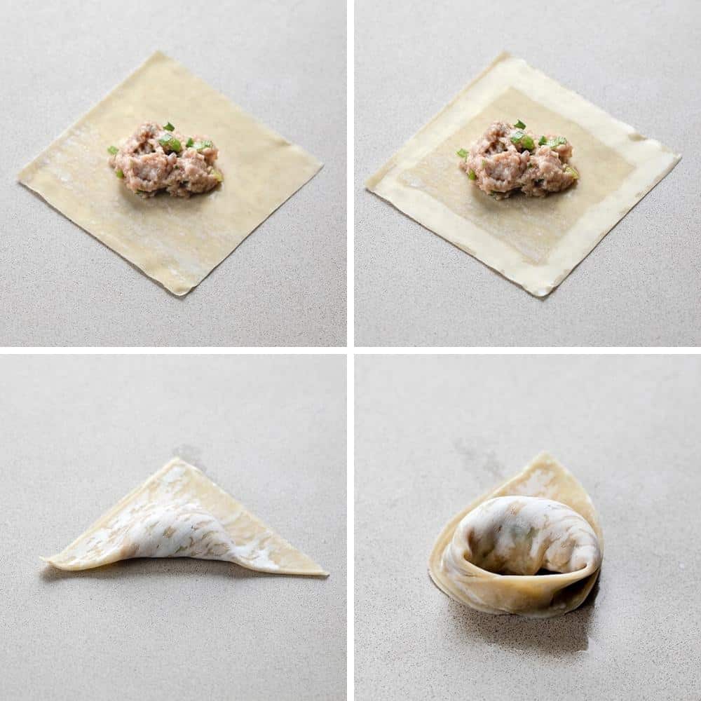 Steps for Making Wontons for Wonton Soup