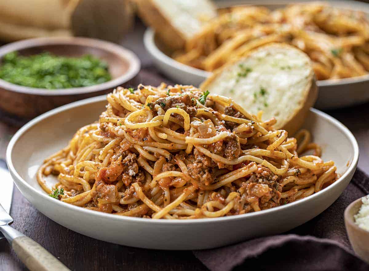 Plate of One Pot Spaghetti