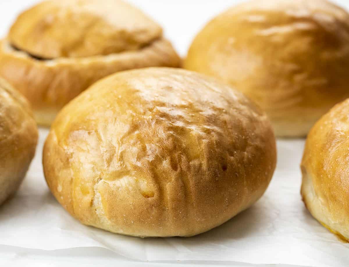 Bread Bowls After Being Baked and Before Being Cut Into.