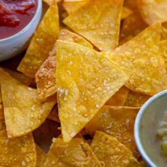 Close up of homemade Tortilla Chips.