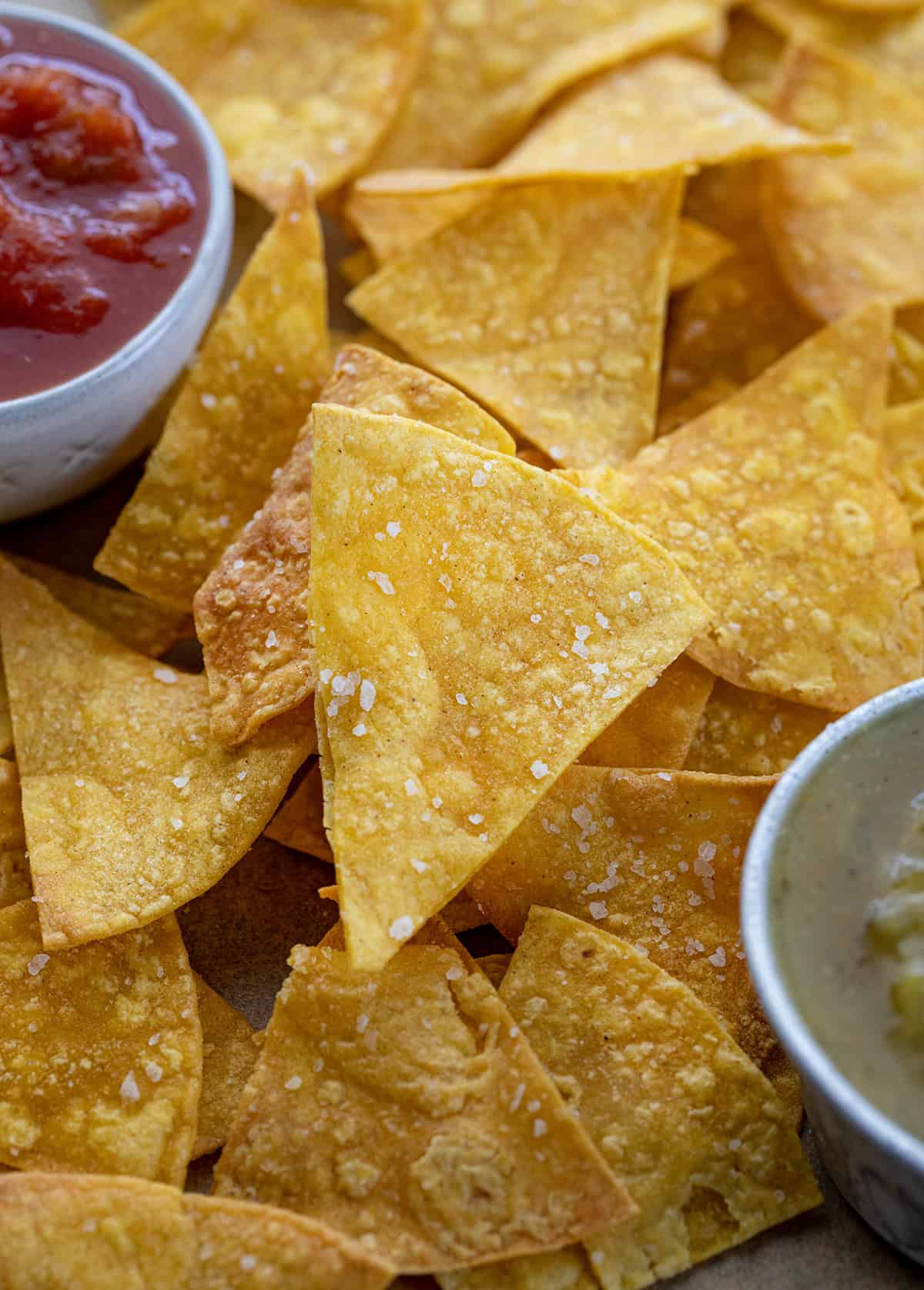 Close up of homemade Tortilla Chips.