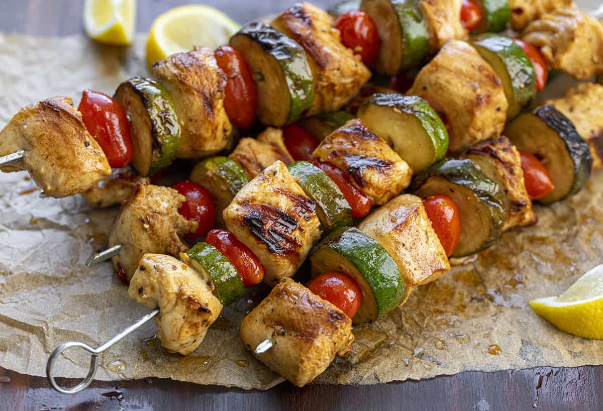 Lemony Marinated Chicken Skewers - Grilling Recipe