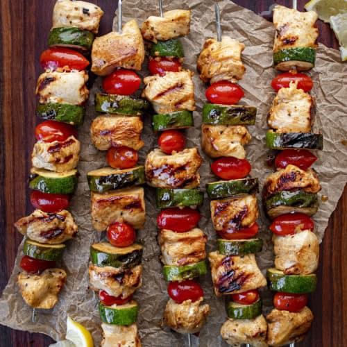 Grilled Lemon Garlic Chicken Kebabs - I Am Homesteader