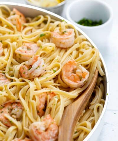 Easy Shrimp Scampi Pasta {Without Wine} - I Am Homesteader