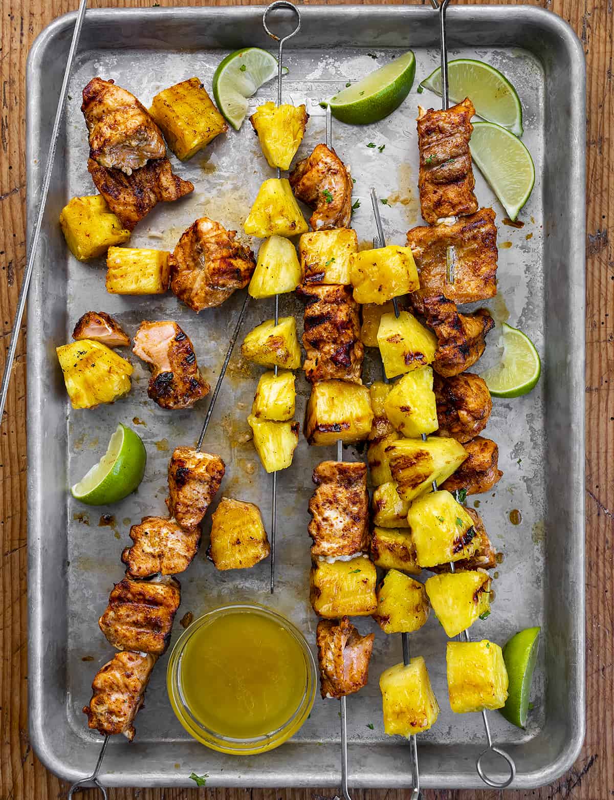 Skewered fish and lime kebabs