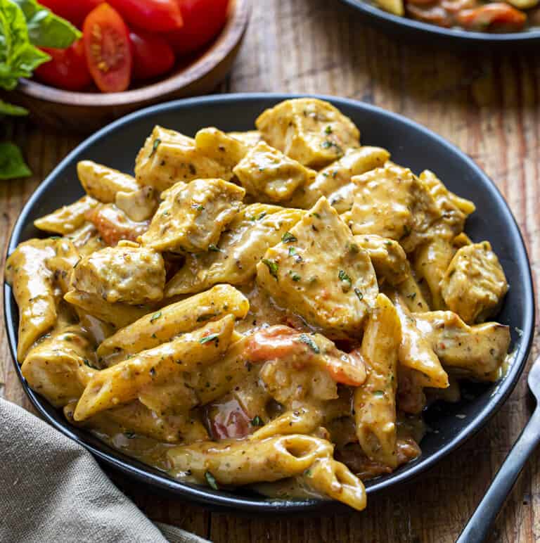 Creamy Chicken Tomato Pasta {with Pesto} I Am Homesteader