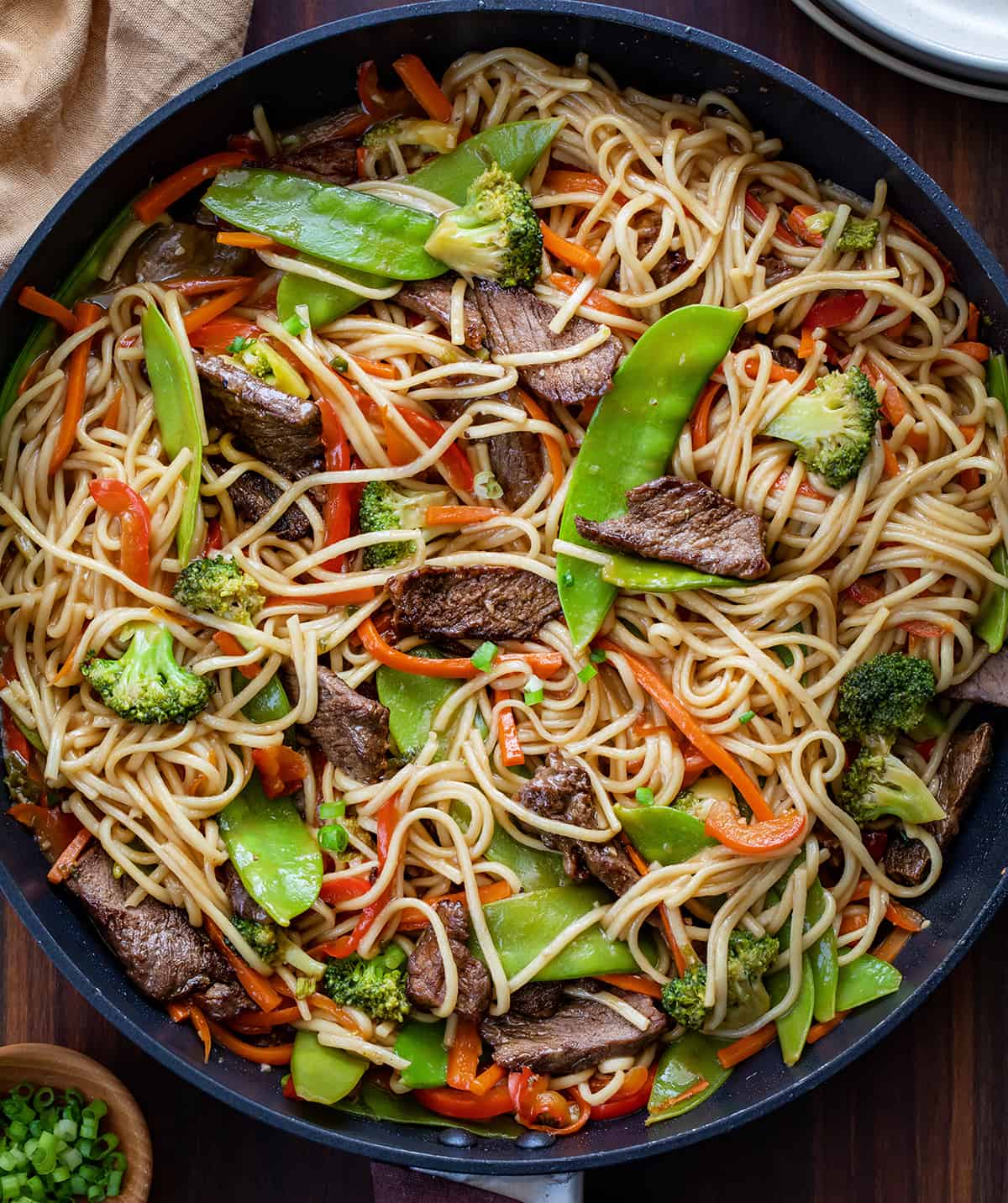 Skillet of Beef Lo Mein.