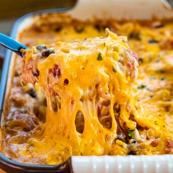 Scooping out Chicken Taco Casserole. Dinner, Supper, Easy Chicken Recipes, Casseroles, Casserole Recipes, Dinner for a Family, Dinner Ideas, Supper Ideas, Chicken Recipe ideas, i am homesteader, iamhomesteader