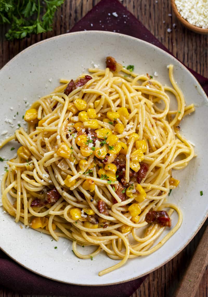 Parmesan Corn Bacon Pasta I Am Homesteader
