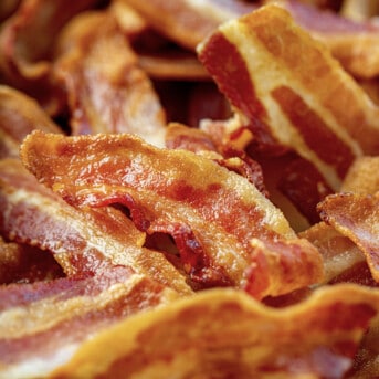 Crispy Bacon Piled High. Side Dish, How to Make Bacon, Crispy Bacon, Air Fryer Recipes, Breakfast, Breakfast bacon, Easy Bacon, Quick Bacon, i am homesteader, iamhomesteader