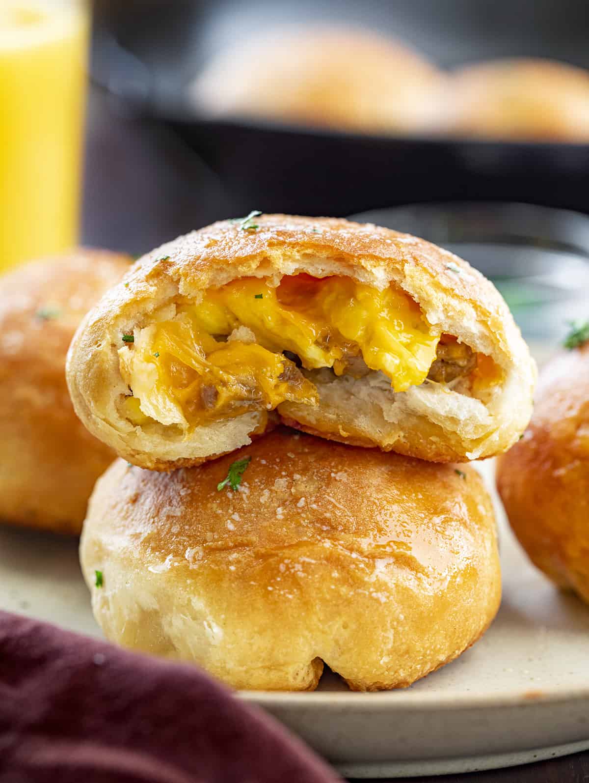 Stacked Breakfast Bombs Showing Inside with Cheesy and Eggs. Breakfast, Easy Breakfast, Kid Breakfast, Breakfast Ideas, Sausage and Egg Breakfast, Sausage Egg Cheese Breakfast, Hot Breakfast, Brunch, Brunch IDeas, brunch recipes, i am homesteader, iamhomesteader