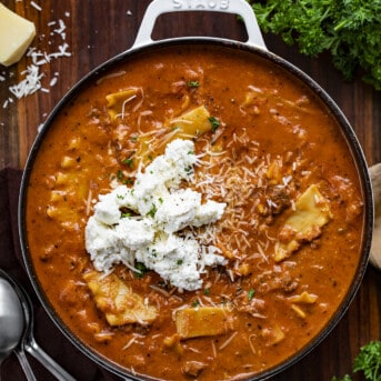 Lasagna Soup in a Pot with Ricotta Cheese. Soups, Hearty Soups, Lasagna, Comfort Food, Winter Soups, Fall Soups, Easy Soups, Dinner, Supper, How to Make the Best Lasagna Soup, i am homesteader, iamhomesteader