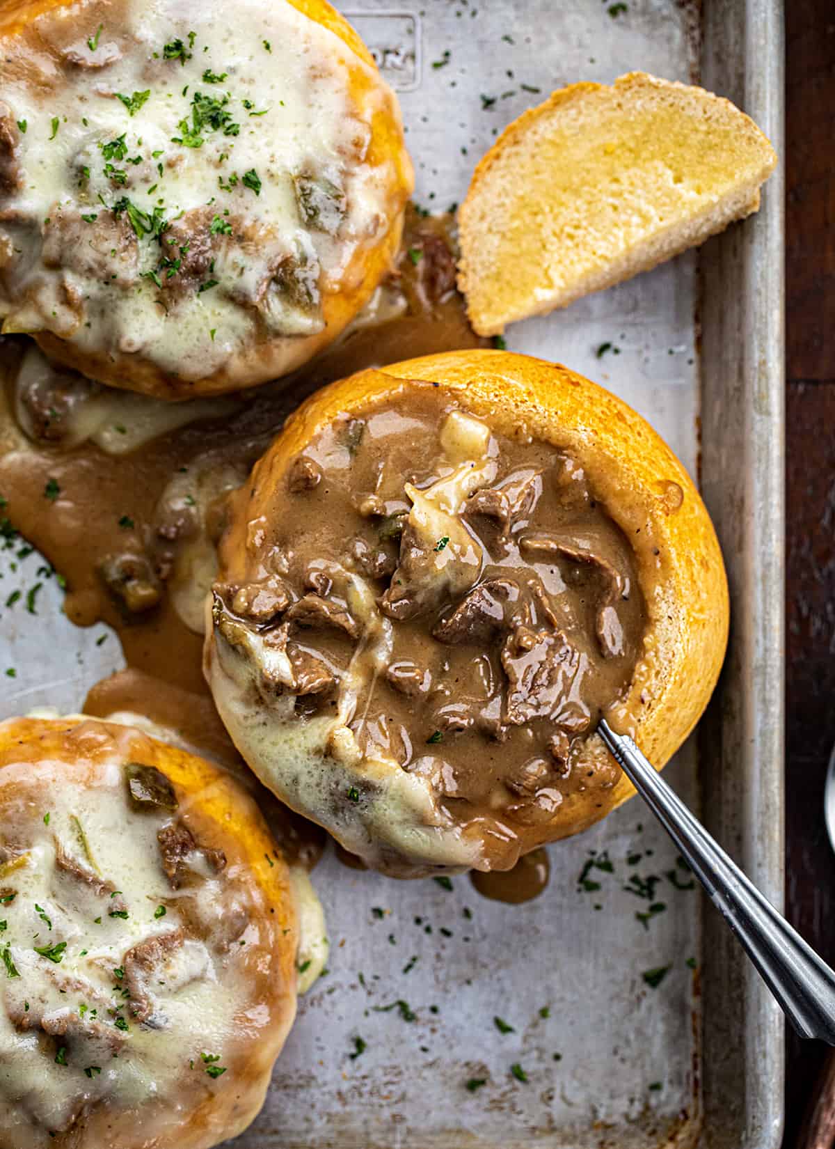 Bread Bowl of Philly Cheesesteak Stew