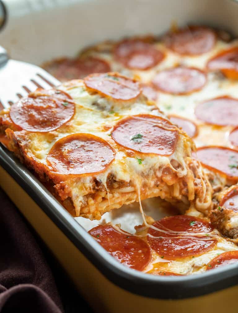 Spaghetti Pizza Casserole - I Am Homesteader