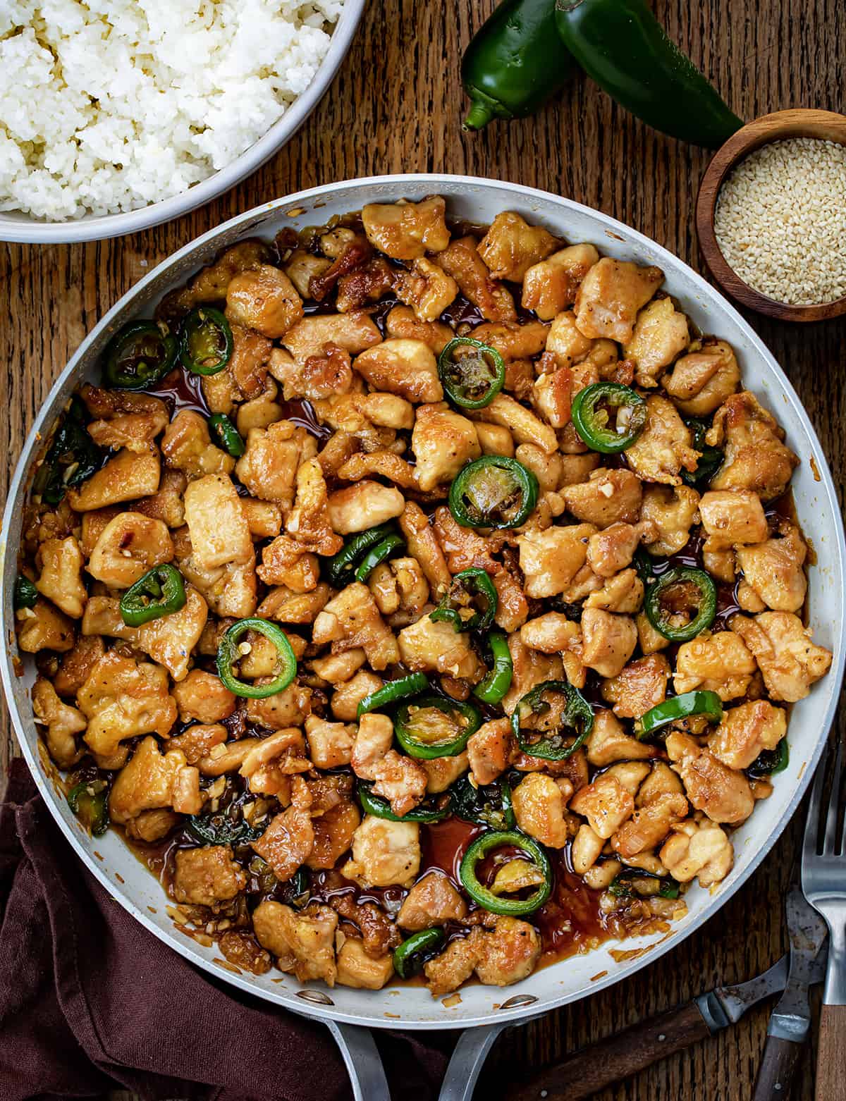 Skillet of Jalapeno Chicken.