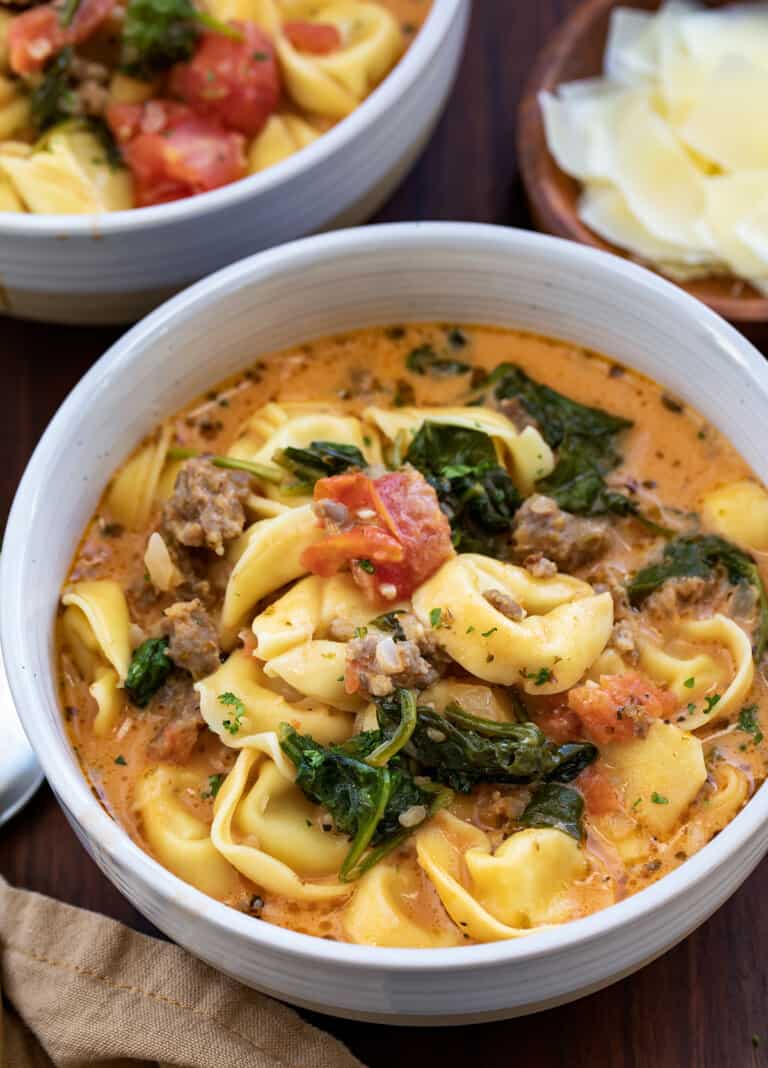 One Pot Italian Sausage Tortellini Soup - I Am Homesteader