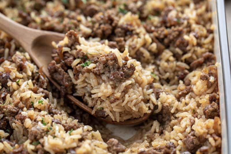 Easy Hamburger Rice Casserole - I Am Homesteader