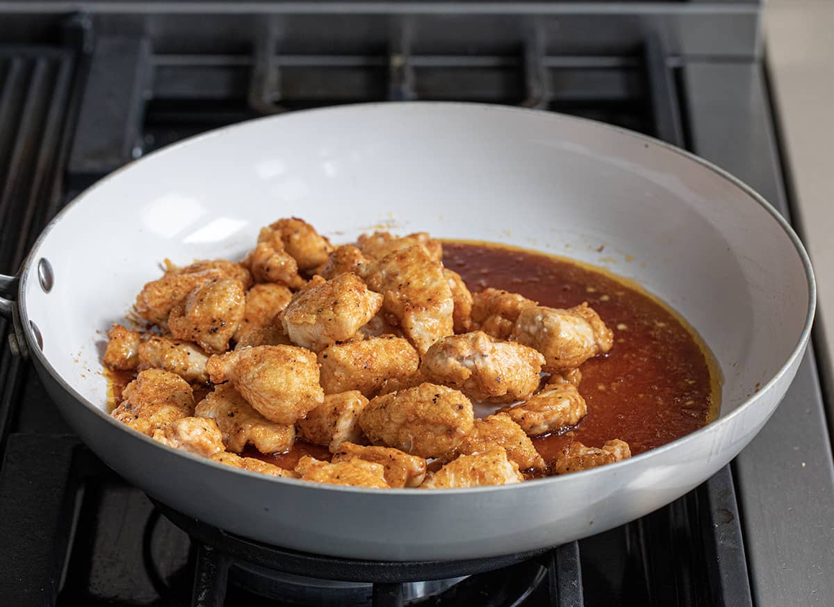 Sweet Chili Chicken in a Pan with Sauce.